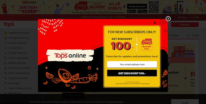 Tops Online Shopping Squeeze Page example
