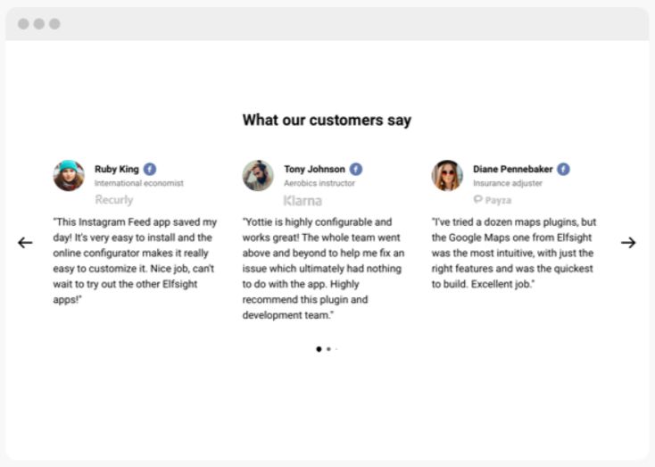 Elfsight Testimonial Slider example