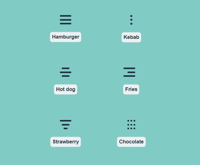 Bạn có thể đặt nút trình đơn Hamburger ở bất cứ đâu trên trang web của mình với CSS Hamburger Menu Examples with Icon. Tùy chỉnh Kebab menu font awesome 2024 với màu sắc và mẫu dựa trên nhu cầu của bạn. Với CSS Hamburger Menu Examples with Icon, bạn sẽ tạo ra trang web tuyệt vời mà không cần mất nhiều thời gian hoặc trở ngại kỹ thuật.