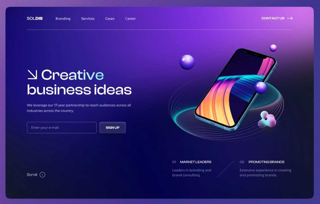 Soldis Gradient Style Flat Web Design