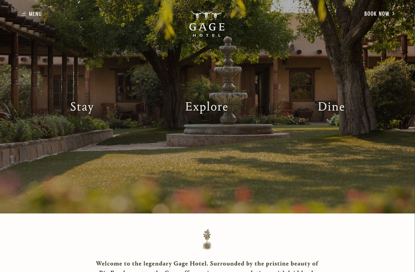 Gage Hotel - Best Hotel Website Design Example
