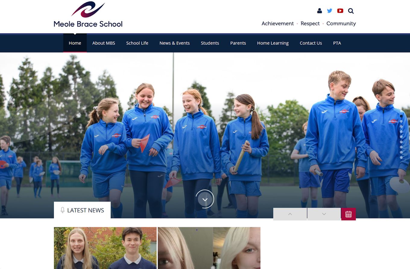 Meole Brace School - Example of Page Design