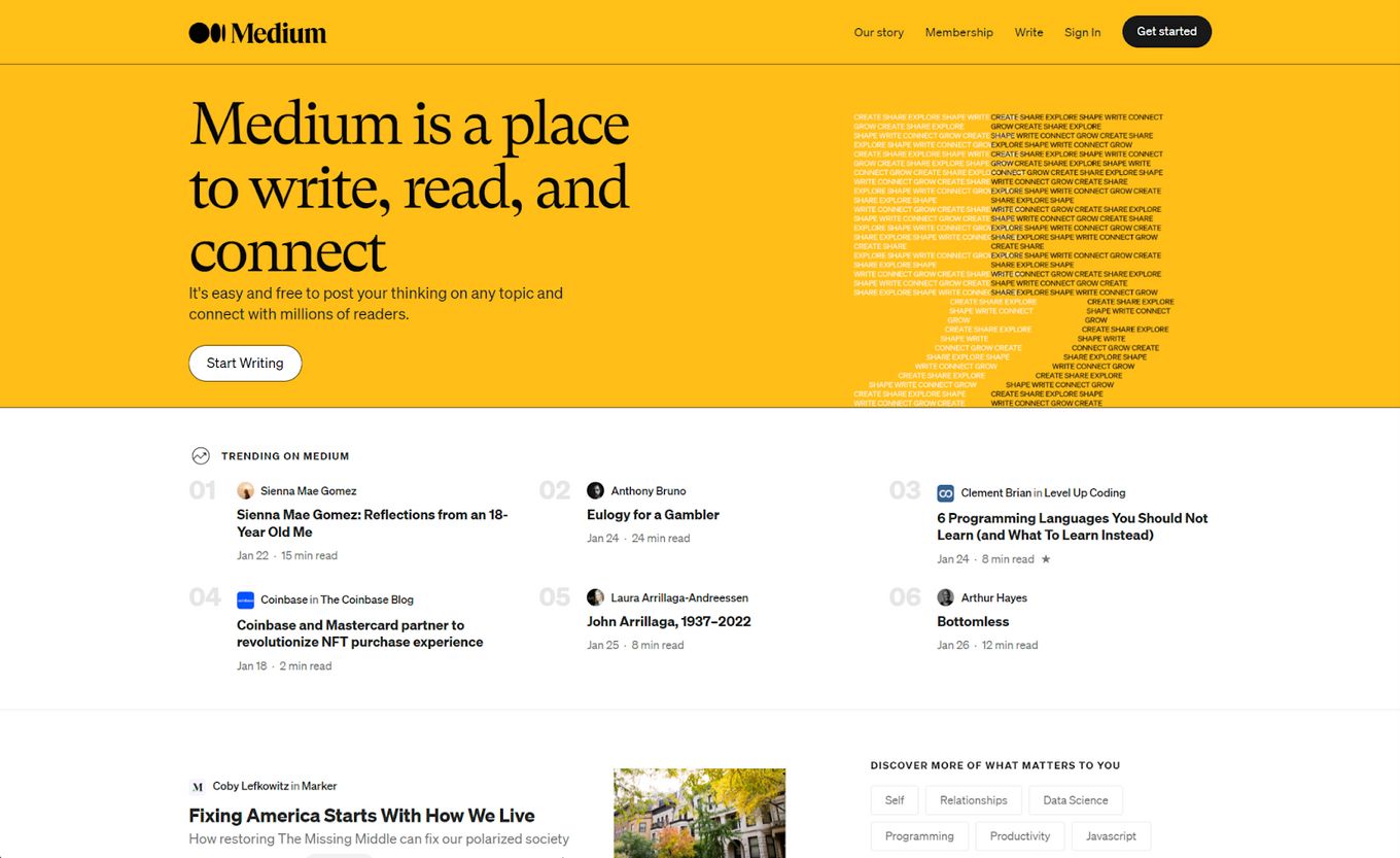 Medium Blog Platform - Clean and Modern Website 