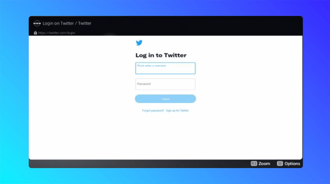 Login with Twitter on PS5 Web Browser