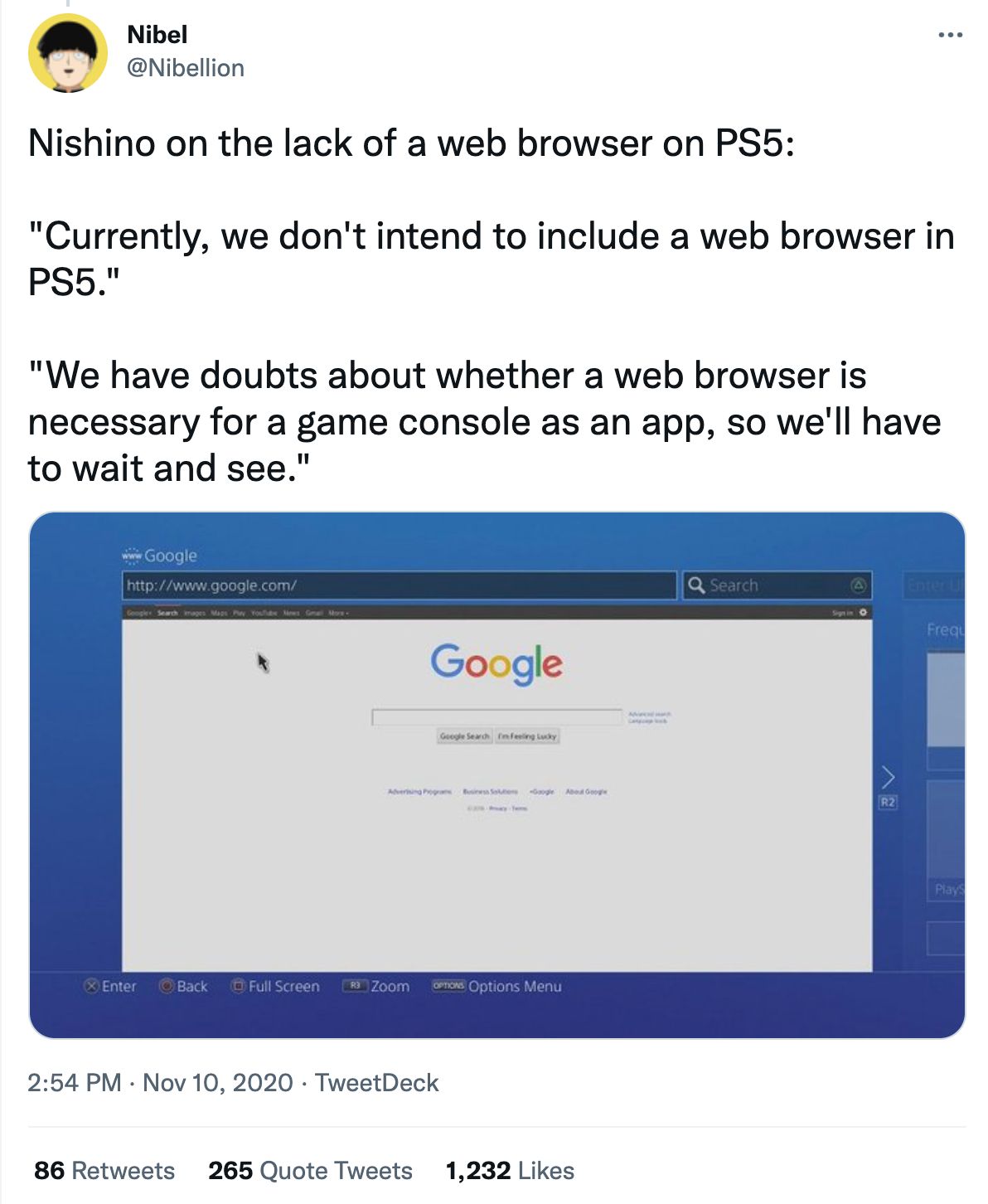 Why PS5 doesn't have a web browser?