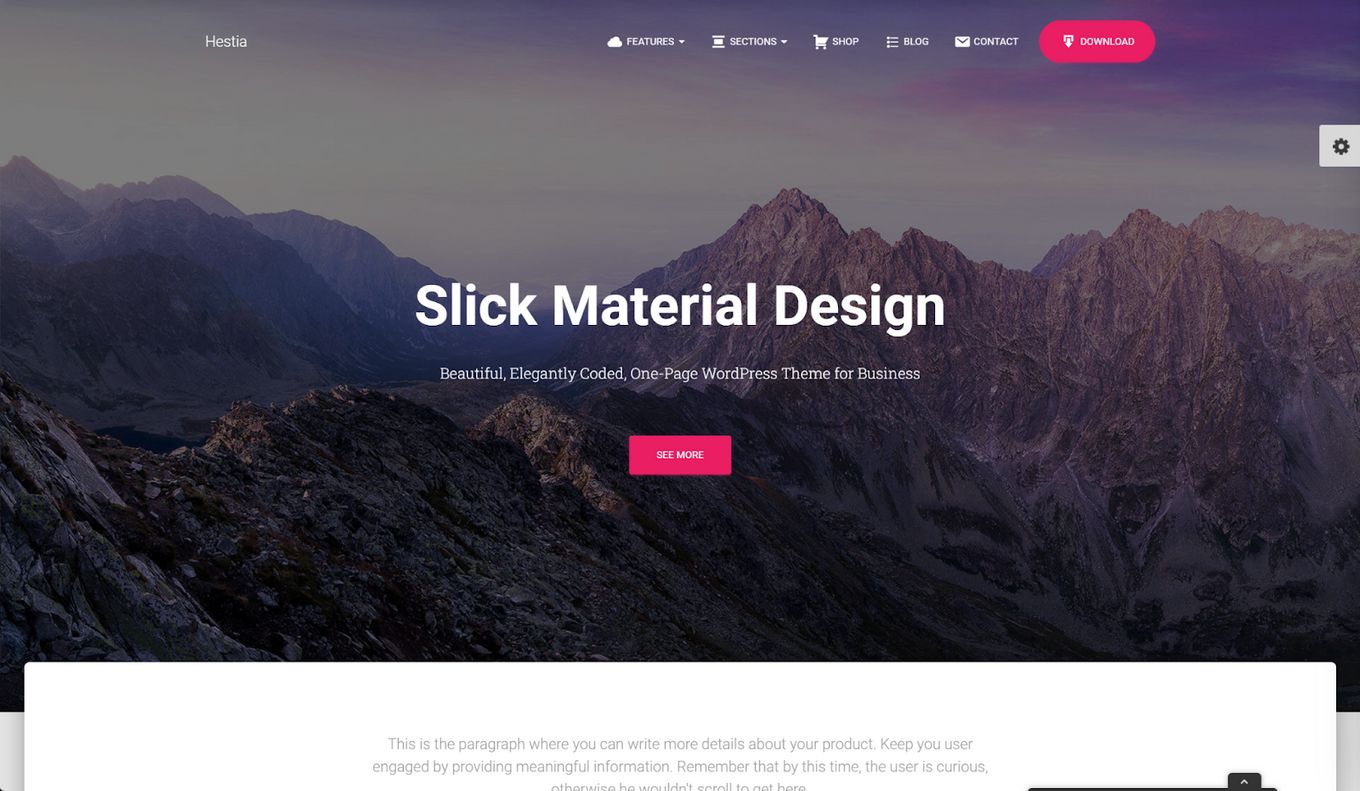 Hestia Material Design Theme - Simple WordPress Theme
