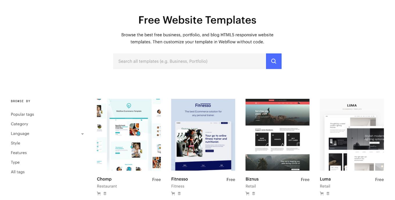 Webflow: Free Templates