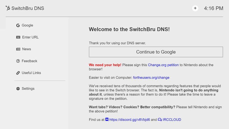 Nintendo Switch: Redirecting To Google Web Browser