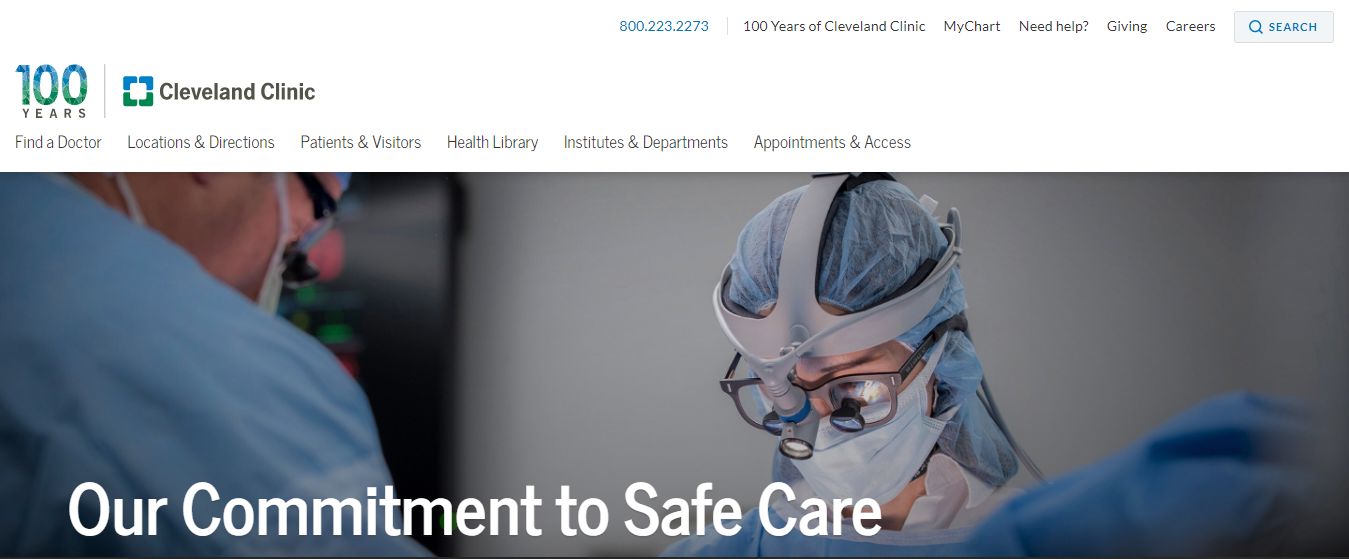 Cleveland Clinic - Medical Website Design Example