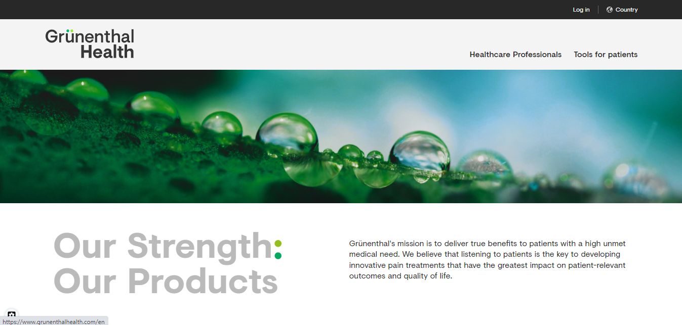 Grunenthal Health - Amazing example of a great medical website design