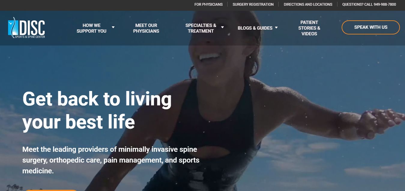 Disc Sports & Pain Center - Medical Practise Website Design 