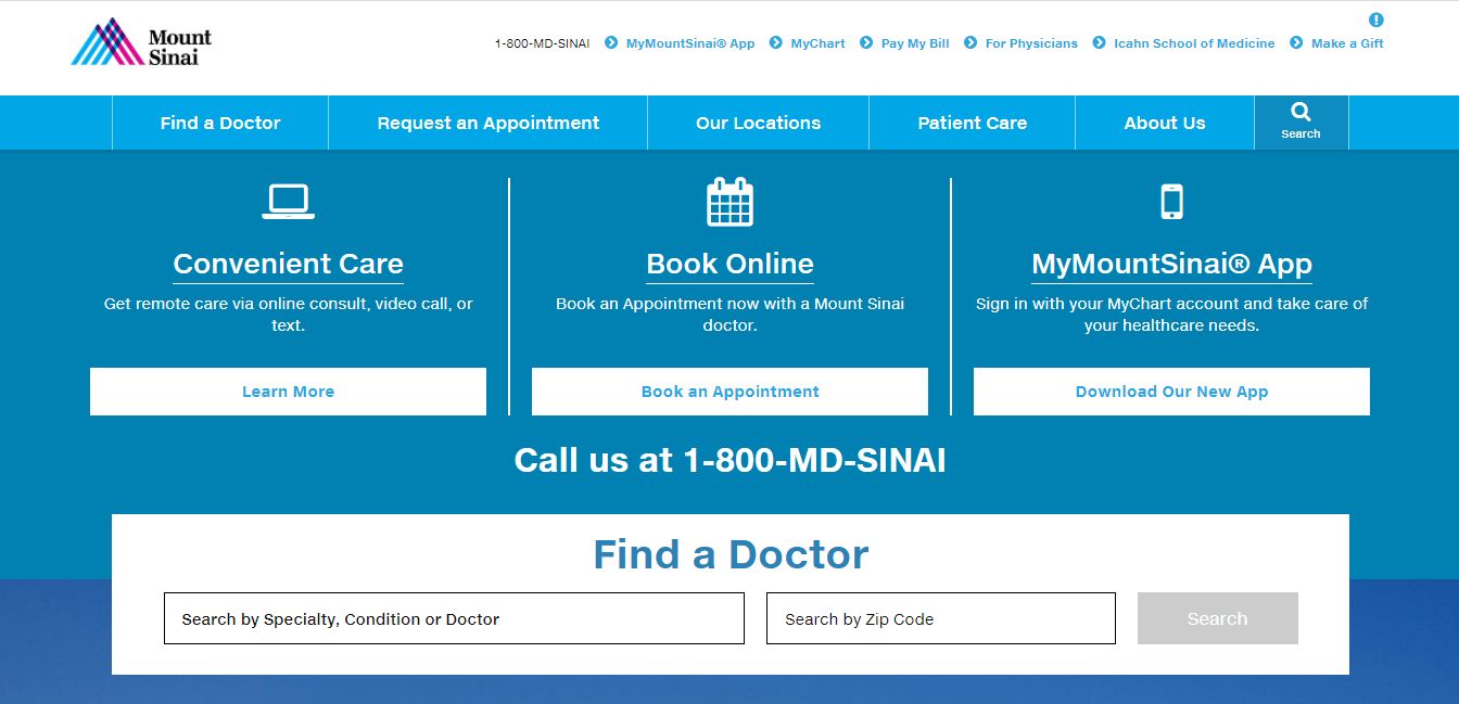 Mount Sinai - A Beautiful Medical Practise Webstite Design