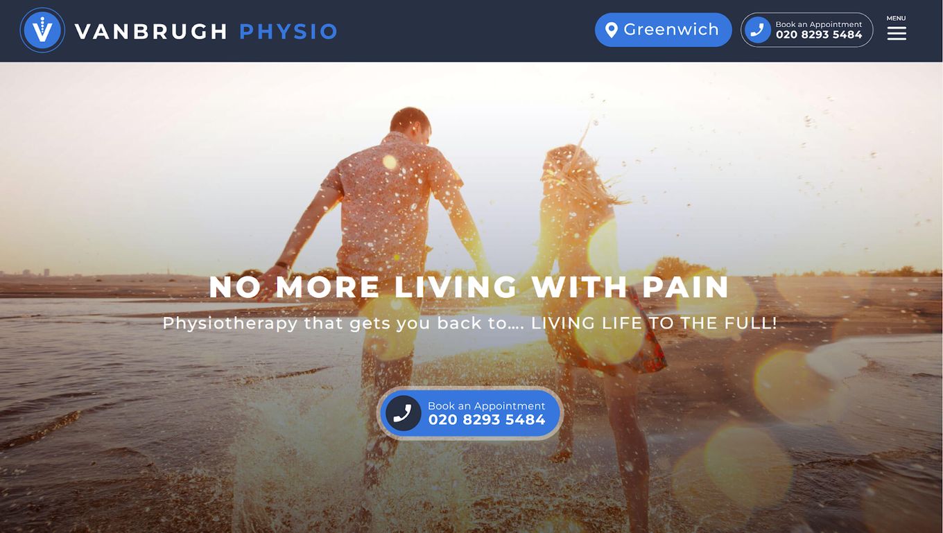 Vanbrugh Physio - One Of The Best Storybrand Website Examples