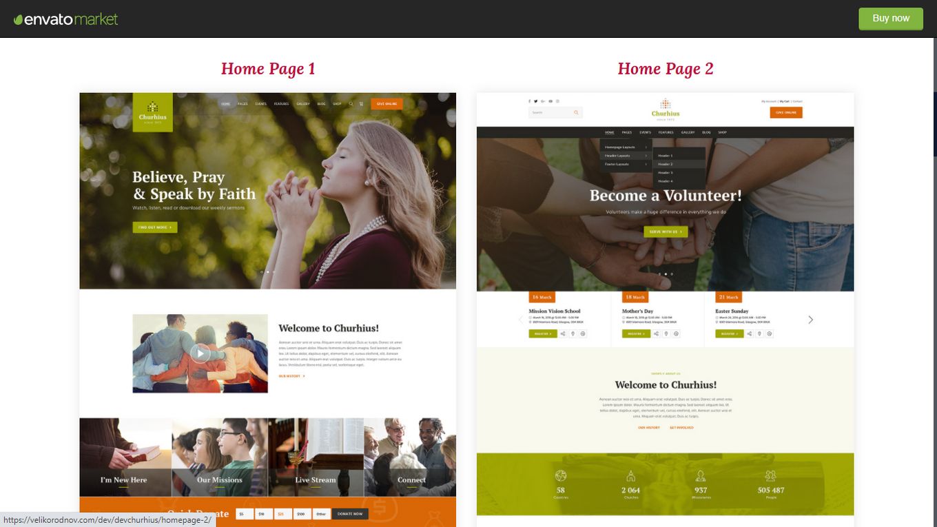 Churhius - One of the top website church templates