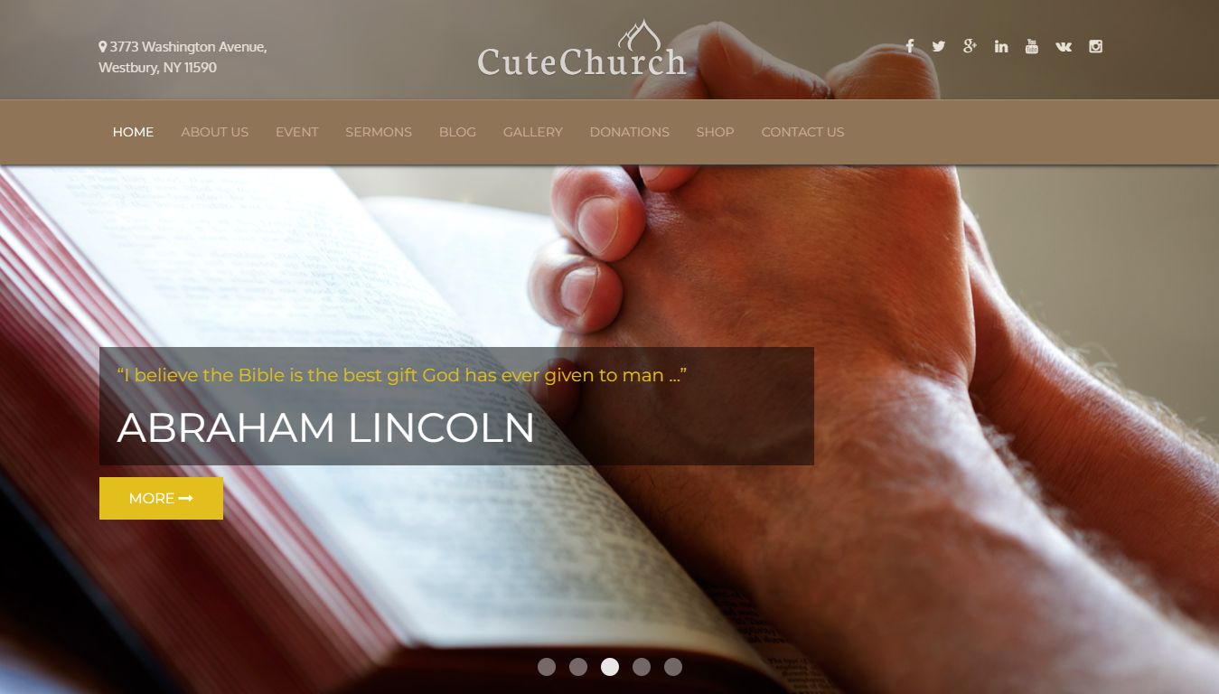 CuteChurch - Church Website Template For WordPress