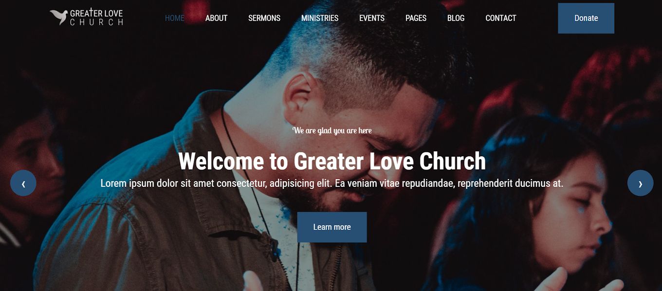 One of the best free church website templates