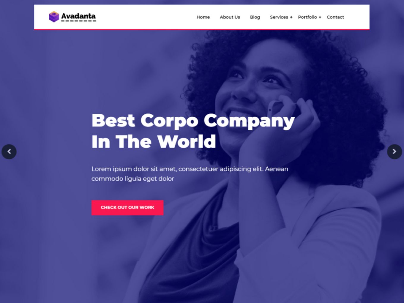 Avadanta Corporate - Free Landing Page WordPress Theme
