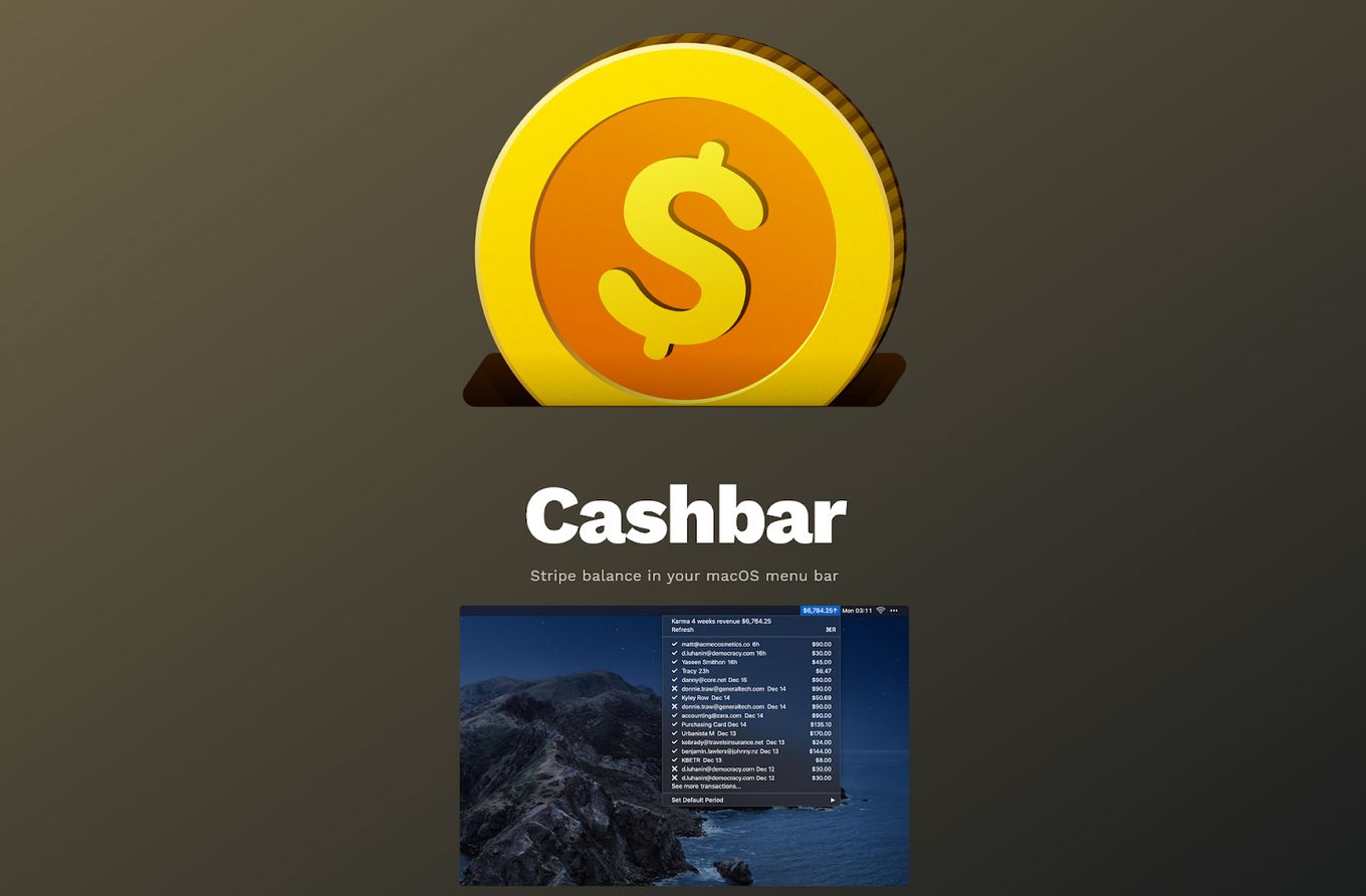 CashBar App - Great Carrd Example