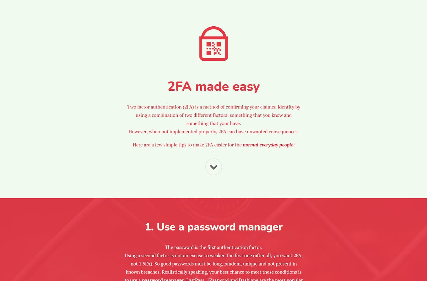 2FA Made Easy - One of the best Carrd examples