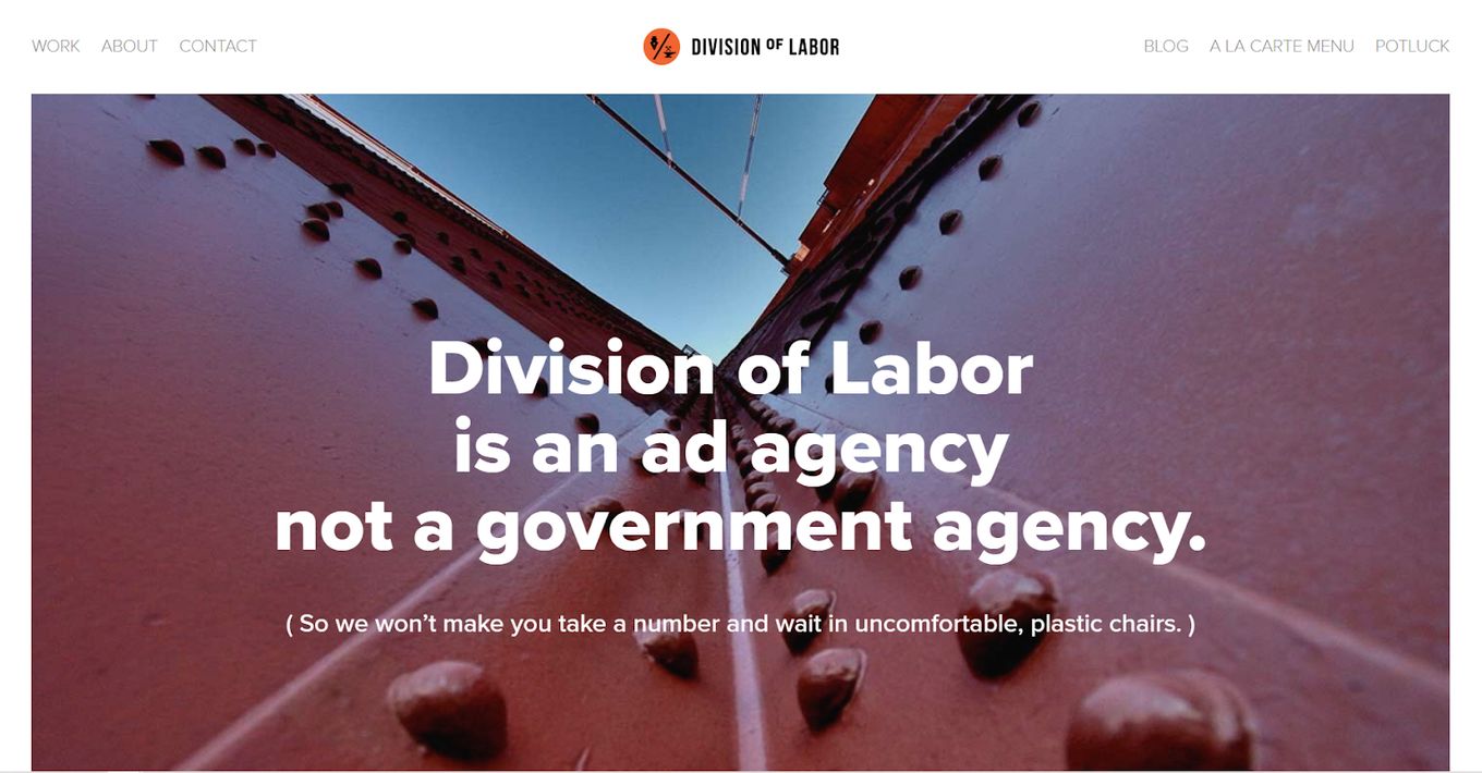 Division of Labor - A Great Example Of A Creative Agency Website