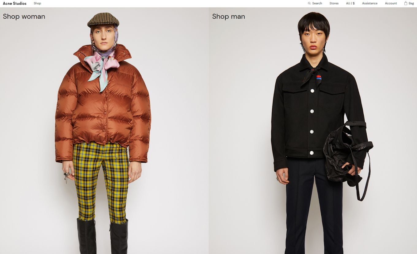 Acne Studios - Beautiful Ecommerce Page Example