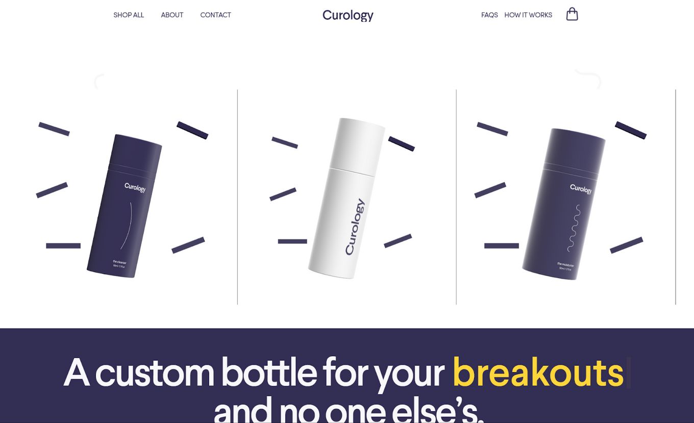 Curology - One of the best Webflow examples of a great e-Commerce site