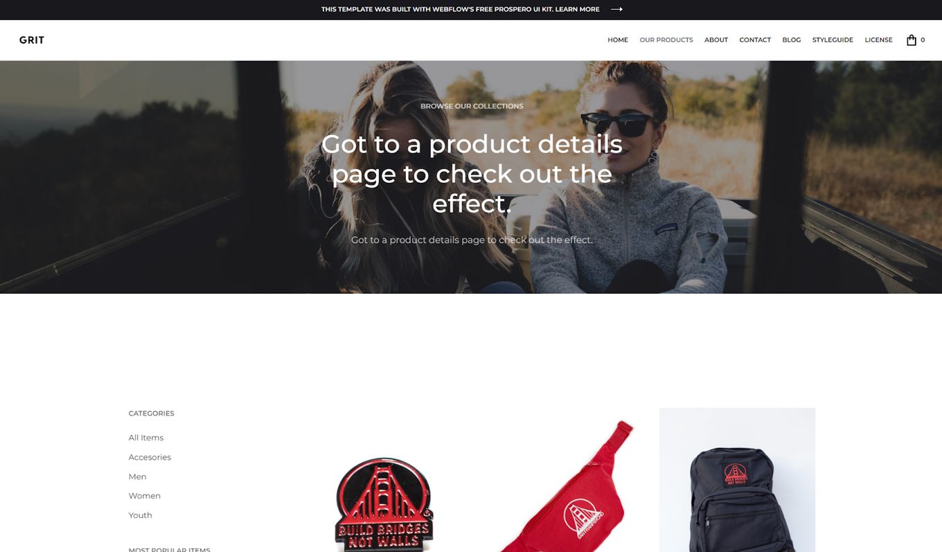 Grit Clothing Store - A Great Example Of An Ecommerce Page In Webflow