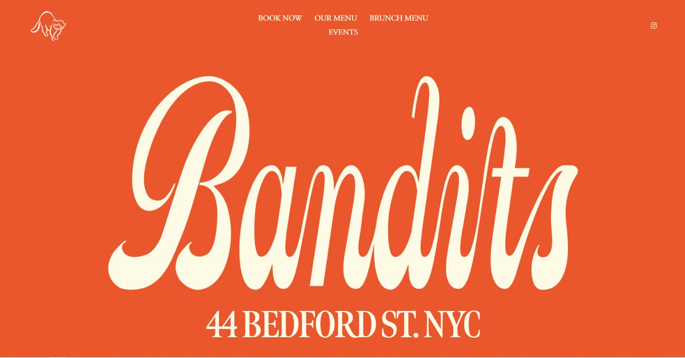 Bandits Restaurant - An Example Of A Great Squarespace website