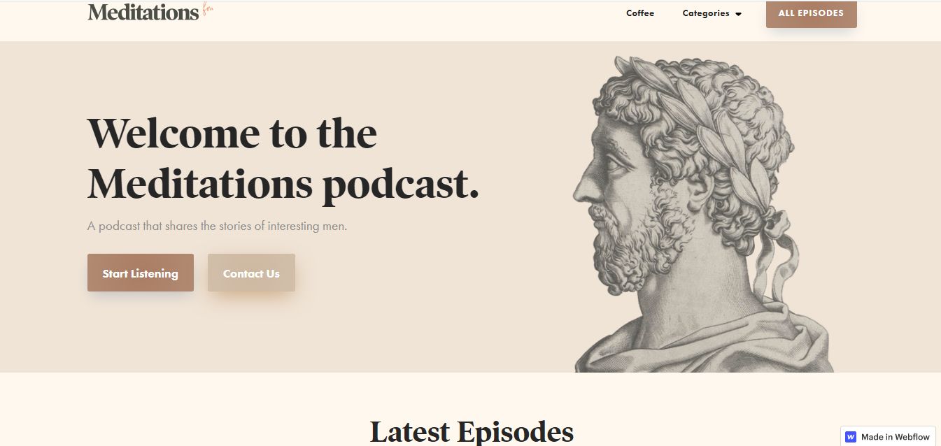 Meditations - Beautiful Podcast Page Example
