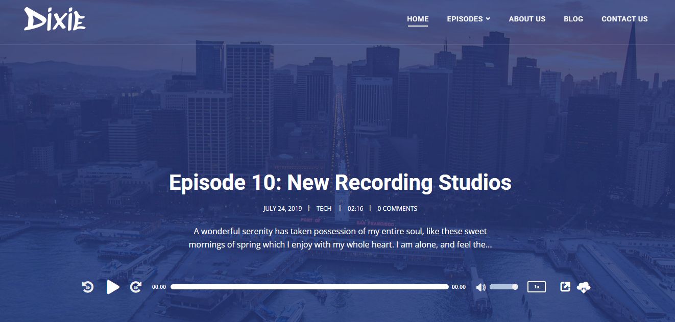 Dixie - Beautiful Example Of A Podcast Website