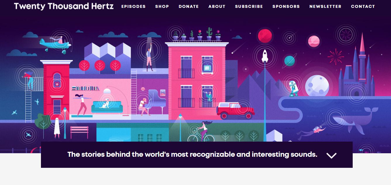 Twenty Thousand Hertz - Simple And Beautiful Podcast Website