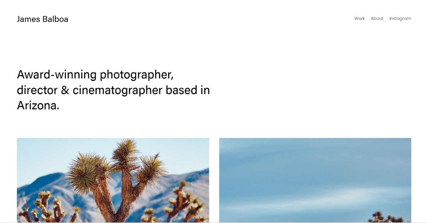 Balboa - Free Photography Template For Squarespace With White Background