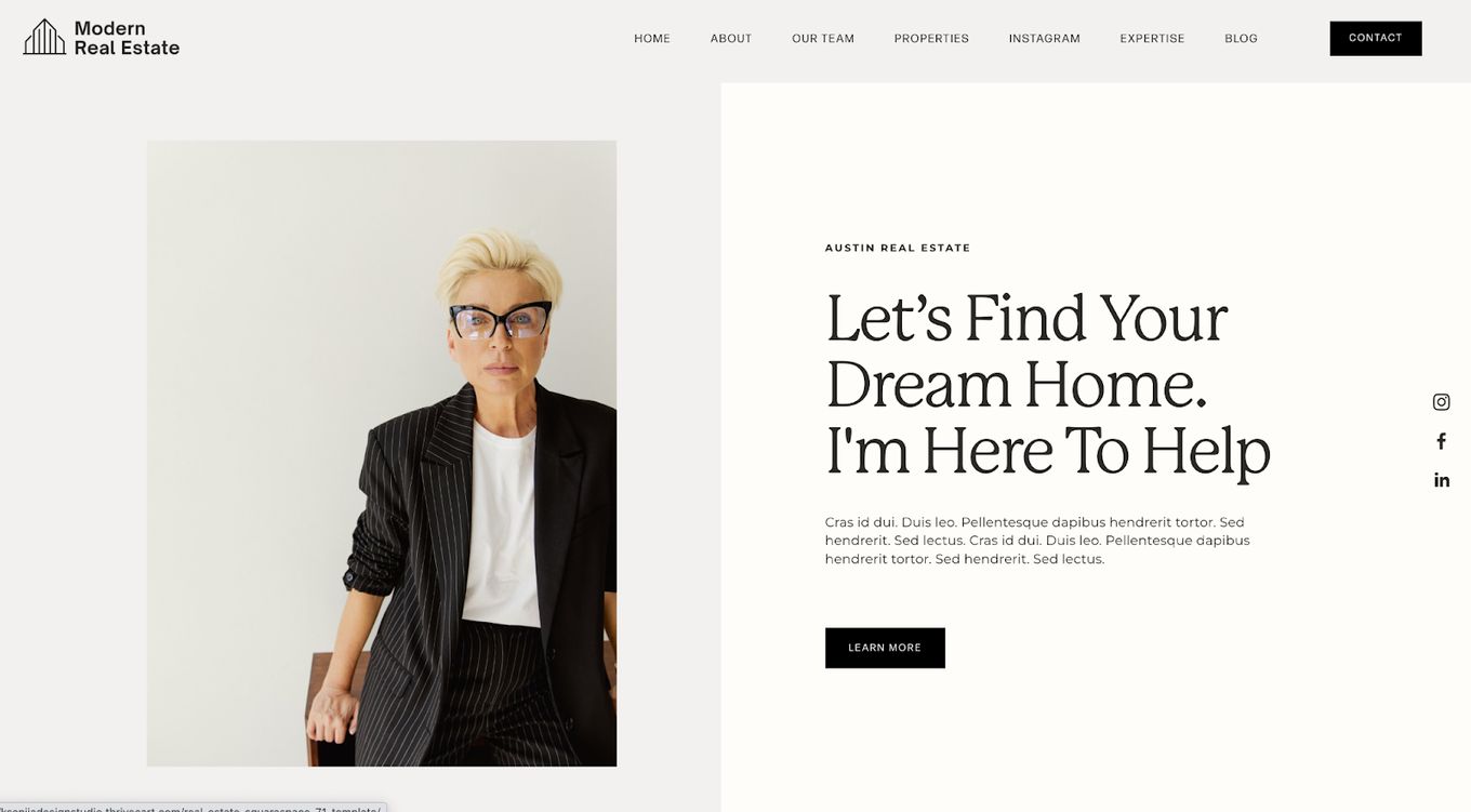 One of the best Squarespace tempaltes for real estate