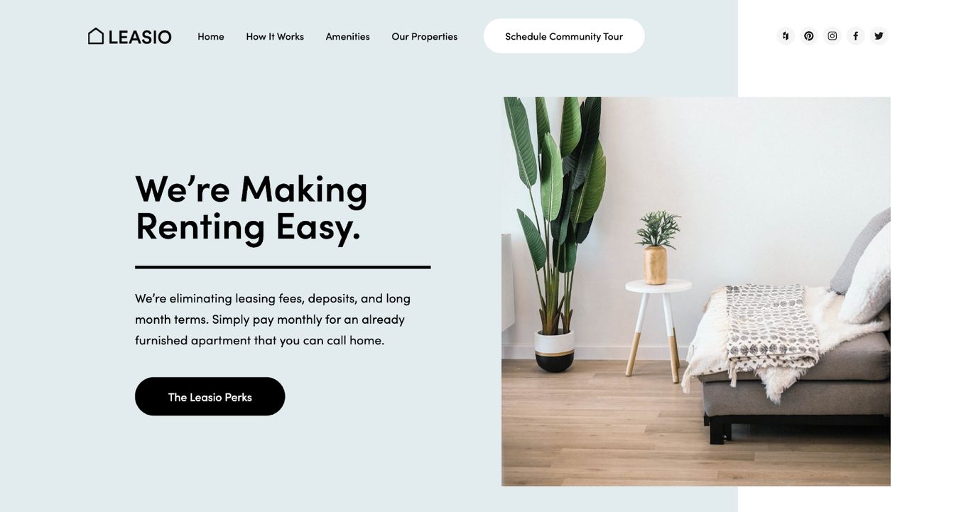Leasio - Simple Paid Real Estate Template For Squarespace 