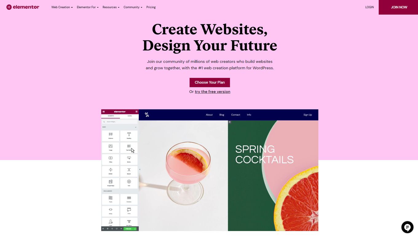 Elementor, one of the best website builders for your portfolio