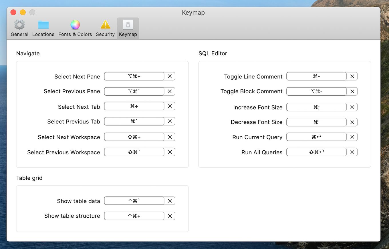 TablePlus - Configurable Key Shortcuts