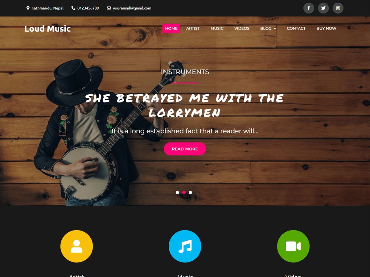 Free Loud Music Band Website Template