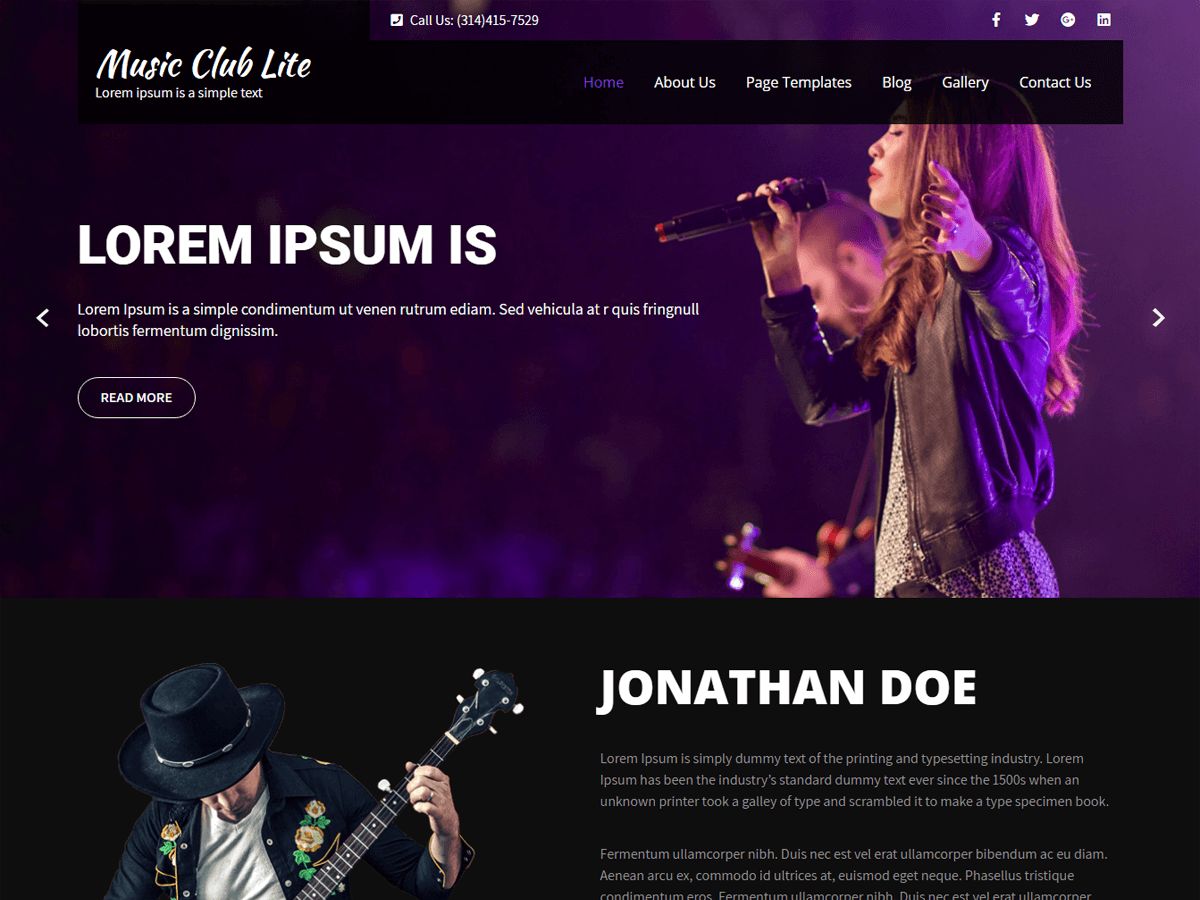 Music Club Lite - A Great Free WordPress Template