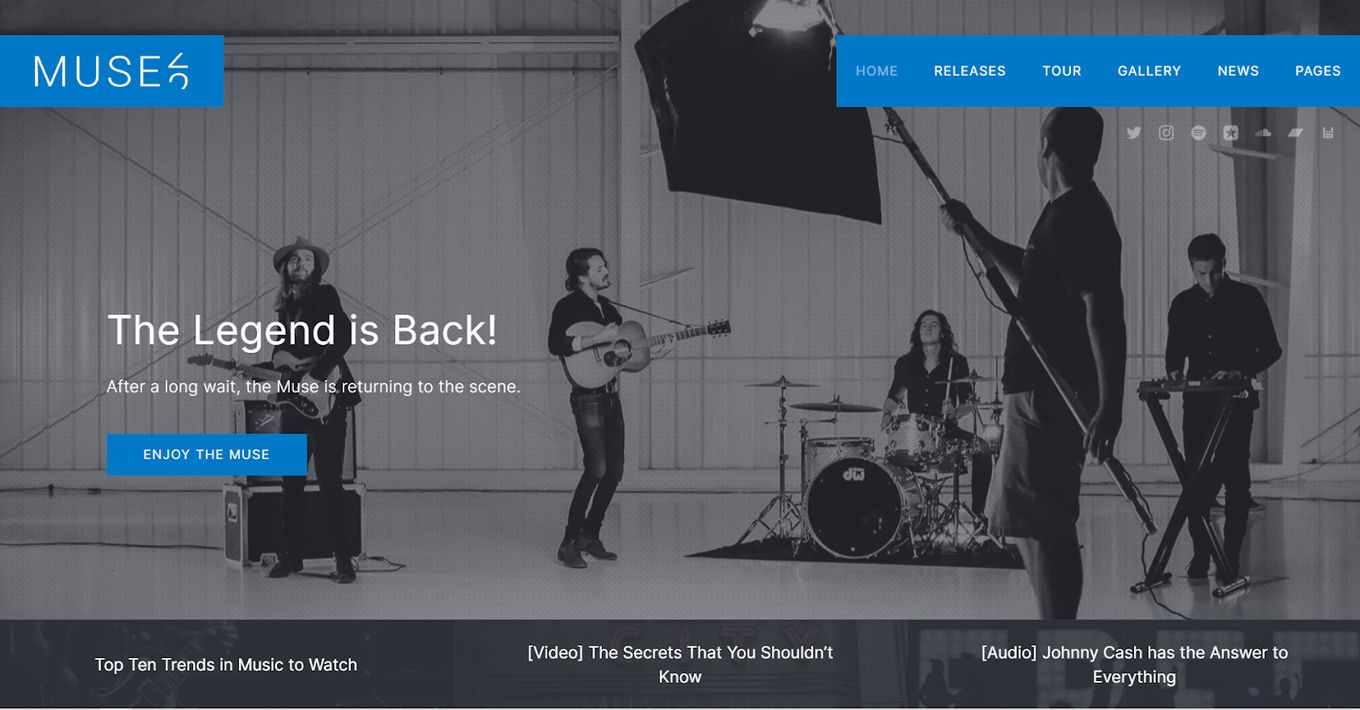 Muse - Top Premium Band Template  For WordPress