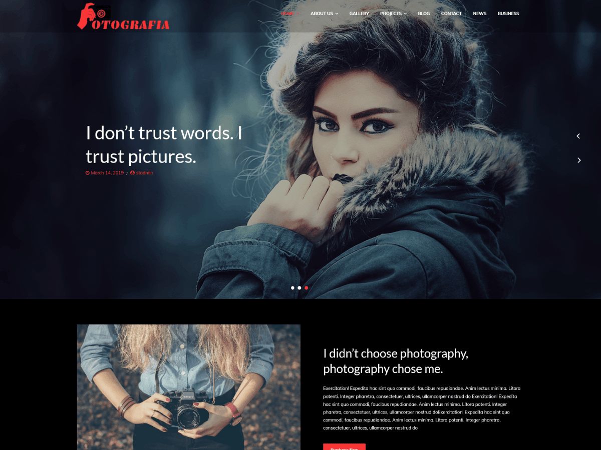 Fotografia - A Template That Actors Can Use For Their Websites