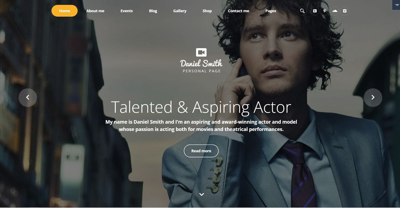 Daniel Smith - Premium HTML Template For Actors Portfolios