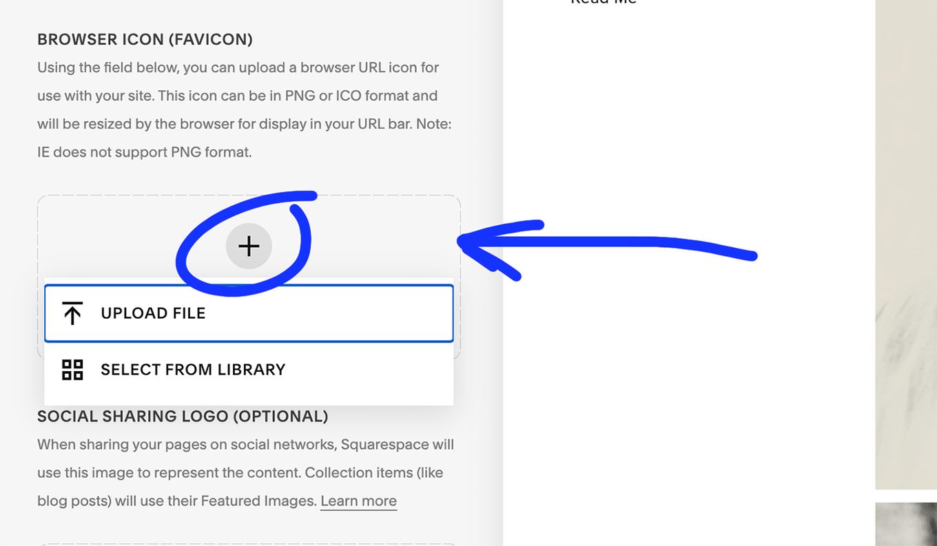 Step 4 - Upload favicon image or choose from library