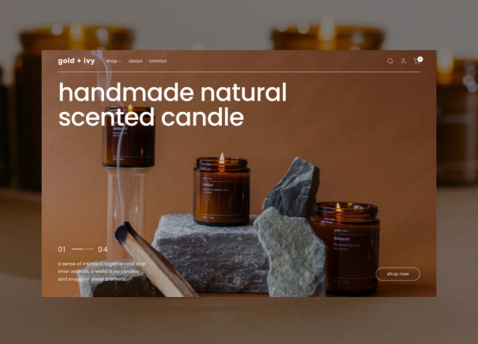 Gold + Ivy - Candle Design Concept For Websites