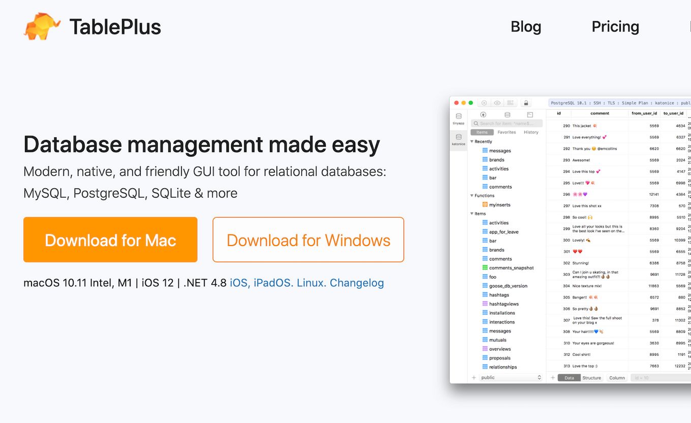 TablePlus - One of the best database client software for Mac