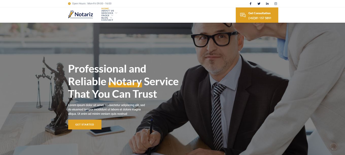 Notariz - One Of The Best Premium Templates For Notary Websites