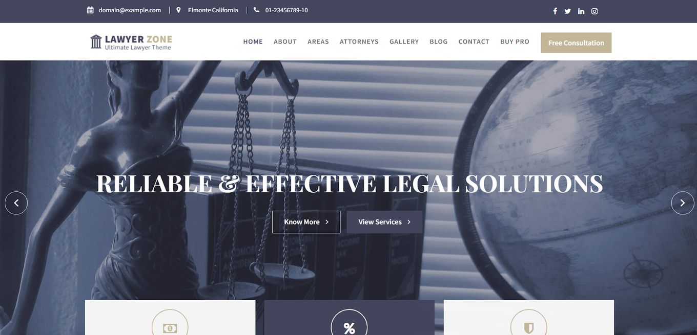 Lawyer Zone - Free WordPress Template For Law-based Websites And Notaries