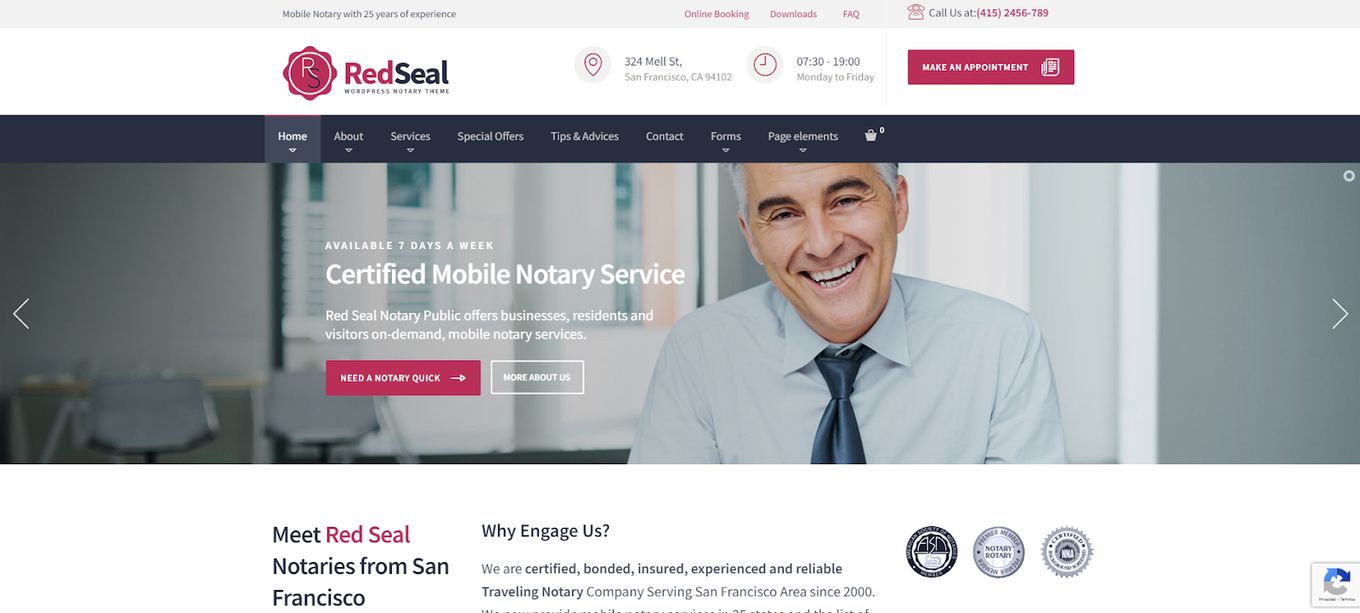 RedSeal - WordPress Theme For Notary Public Services