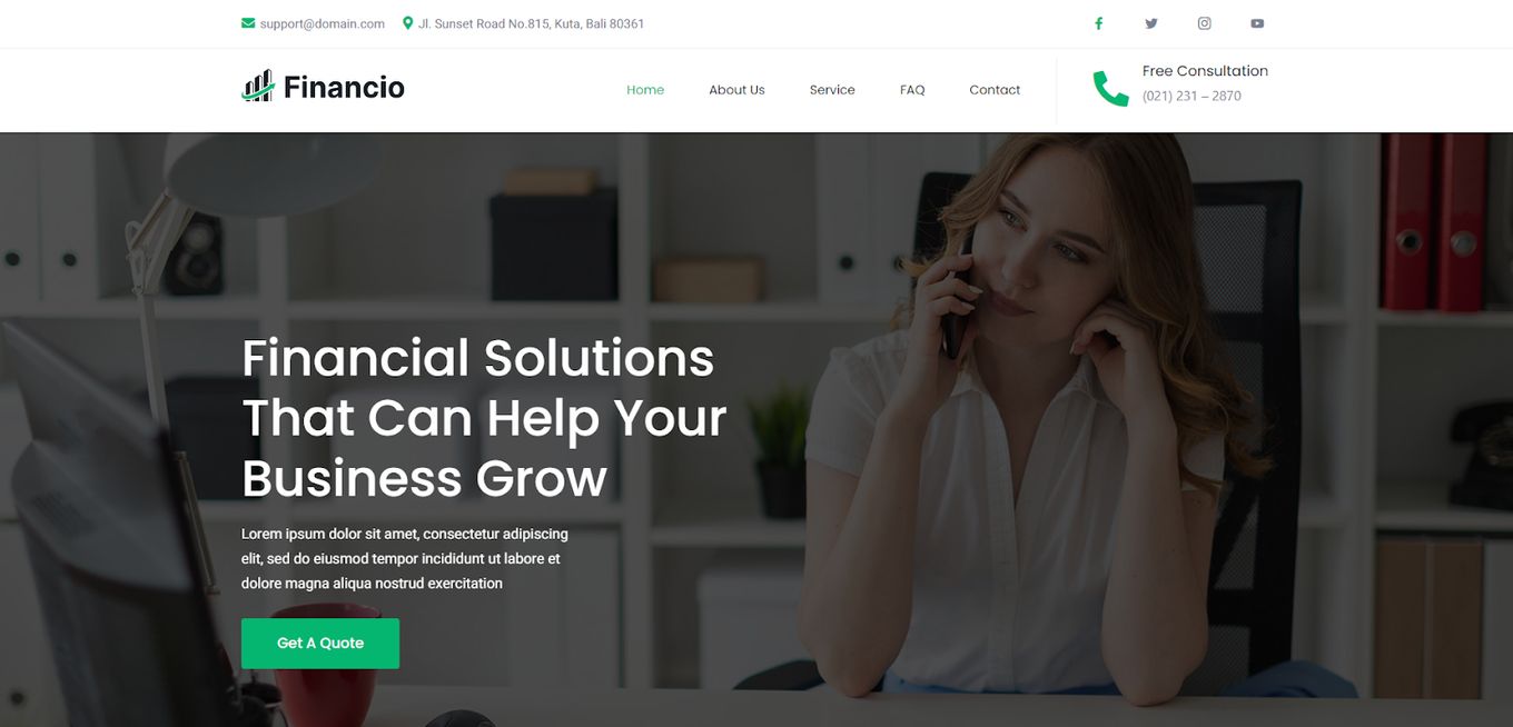 Financio - A Top And Free Accounting Template For Your Site