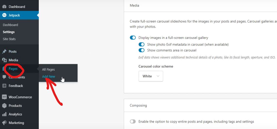 Create New WordPress Page or Post