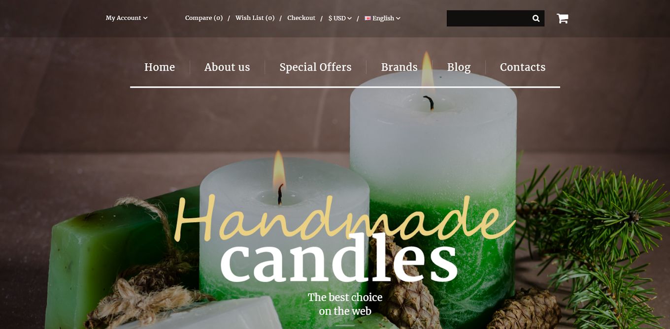 Handmade Candles - eCommerce Template For Your Website 